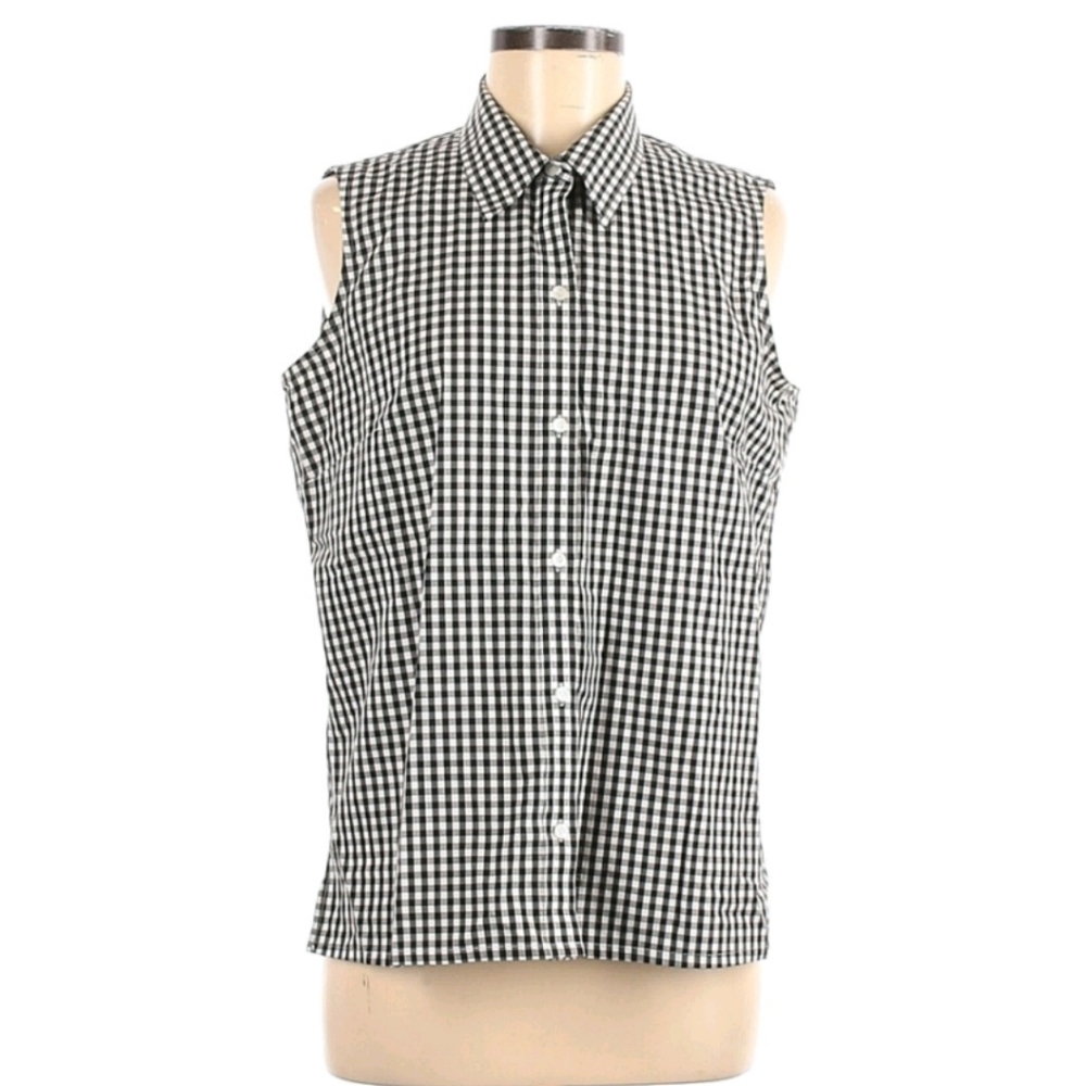 TU Gingham black white sleeveless top size 10 n